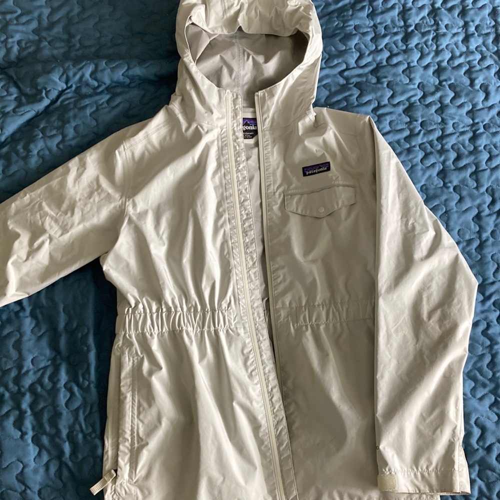 White Extra Large Kids Patagonia Rain Jacket Wind Breaker